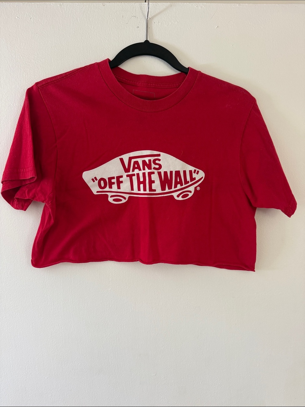 Vans Red 'Off The Wall' Logo Crop Tee